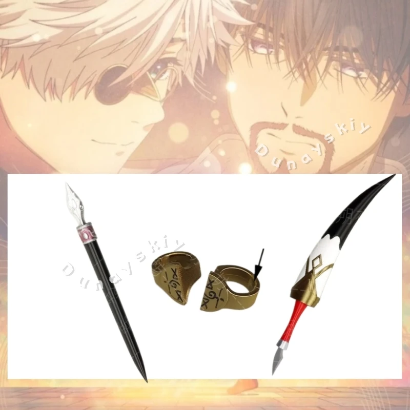Qifrey & Olruggio Magic Brush Wand Paar warme Runenringe Cosplay-Requisiten-Set Hexenhut Atelier Cosplay-Zubehör 3D-gedruckt