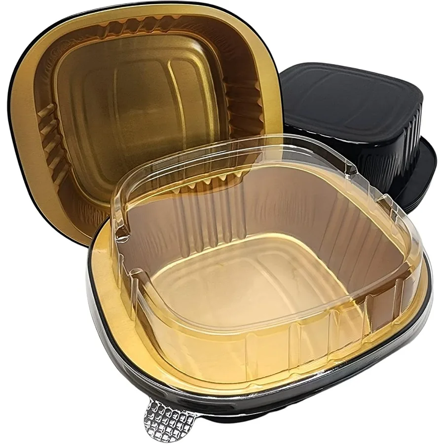 

Disposable Heavy Colored Aluminum Foil Nonstick Baking Pan With Lids - 5x5" Square Cake Perfect for Catering and Events - Oven a