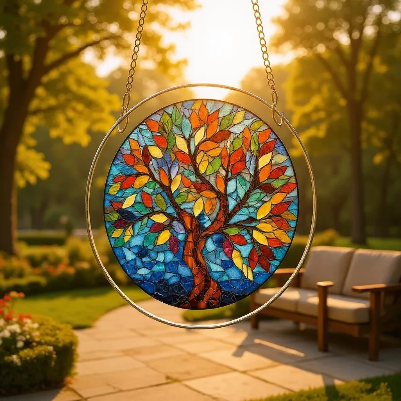 2Pcs Acrylic Puzzle Suncatcher Colorful Light Catching Window Hanging Ornament DIY Assemble Sun Catchers Home Window Wall Decor