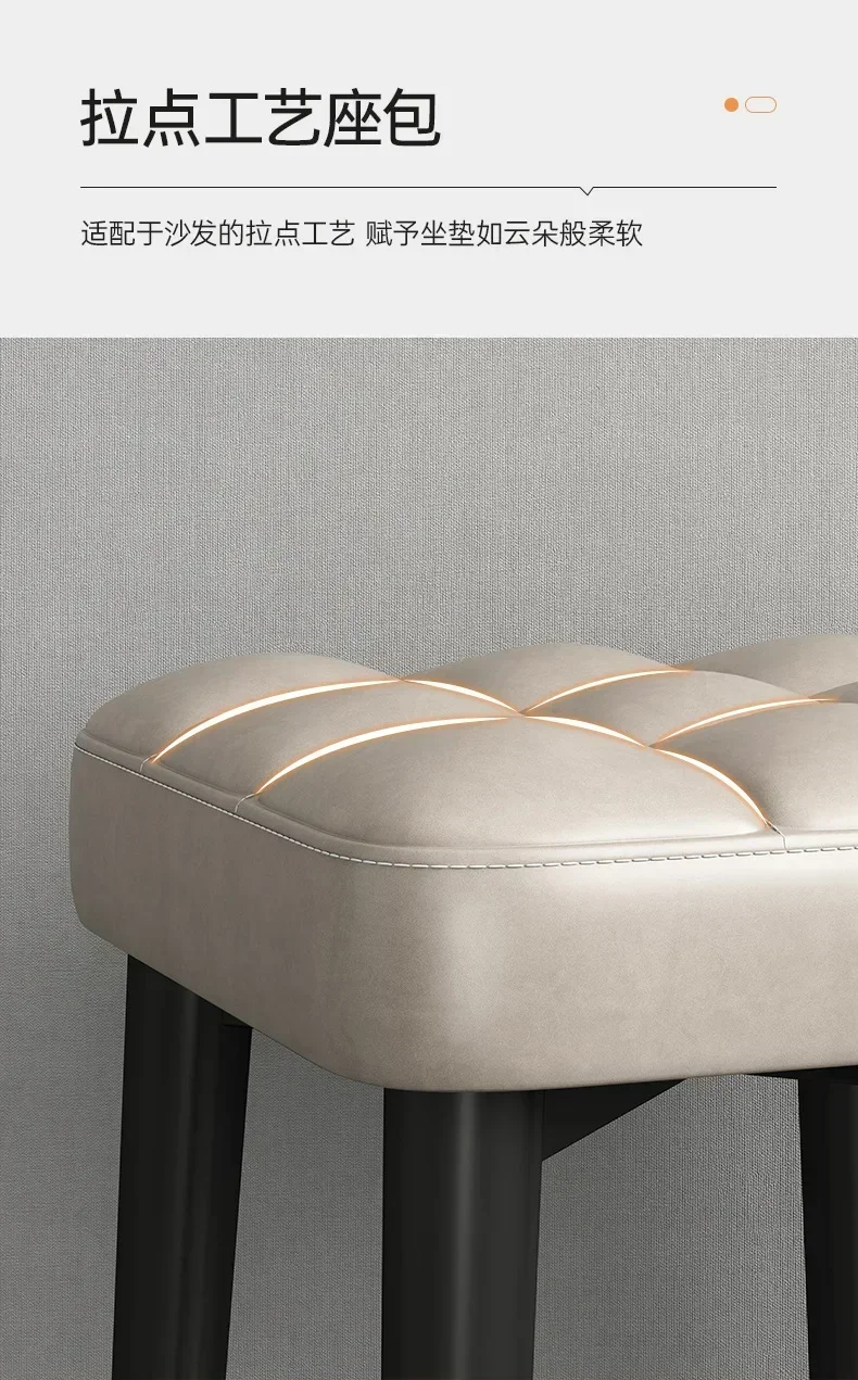 Modern Light Luxury Dining Chair Home Stackable Dining Table Chair Modern Simple Wrought Iron Square Stool Makeup Small Stool