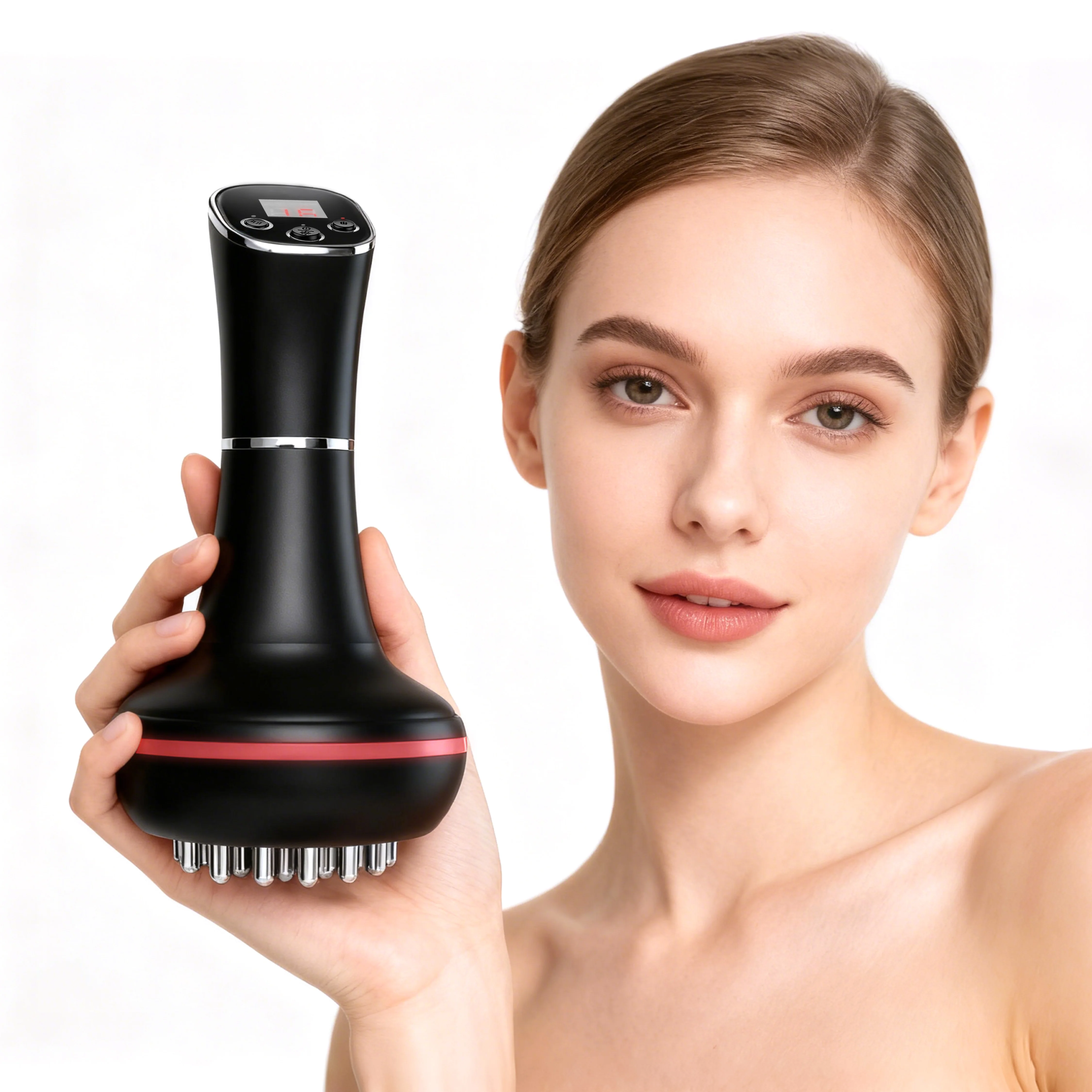 

Ручной электрический массажер для меридианов, для всего тела, для похудения талии и живота, Гуаша, вибрация, подогрев, идеальный подарок на праздник для вас