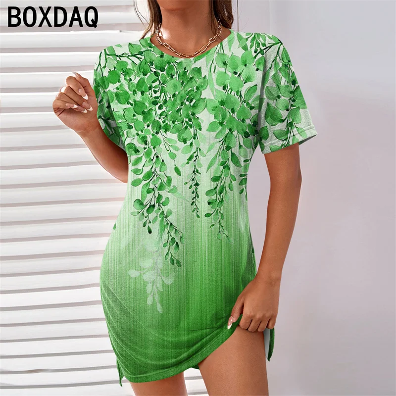 Vestido corto femenino de verano con estampado Floral, minivestido Vintage elegante de manga corta con cuello redondo, estilo bohemio, talla grande, S-6XL