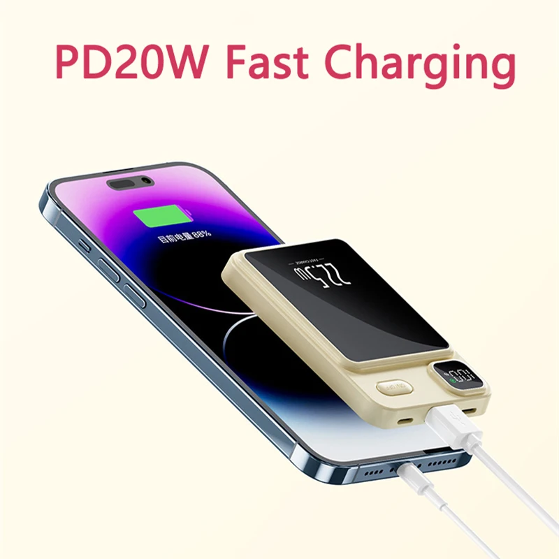 15W Magnetic Wireless Charger Magsafe Power Bank 20000mAh for iPhone 16 15 Xiaomi Samsung Mini Portable External Battery Charger