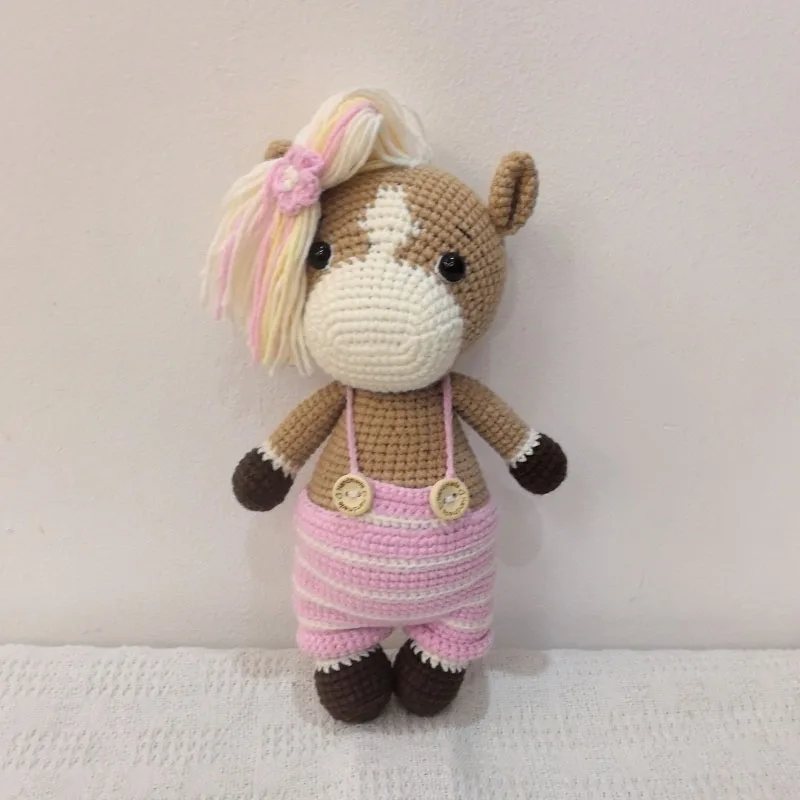 Giocattoli di cavallo ripieni all'uncinetto per bambini Bambola di cavallo di peluche lavorata a maglia in cotone morbido Mini bambola da coccole kawaii per giocattolo educativo precoce appena nato