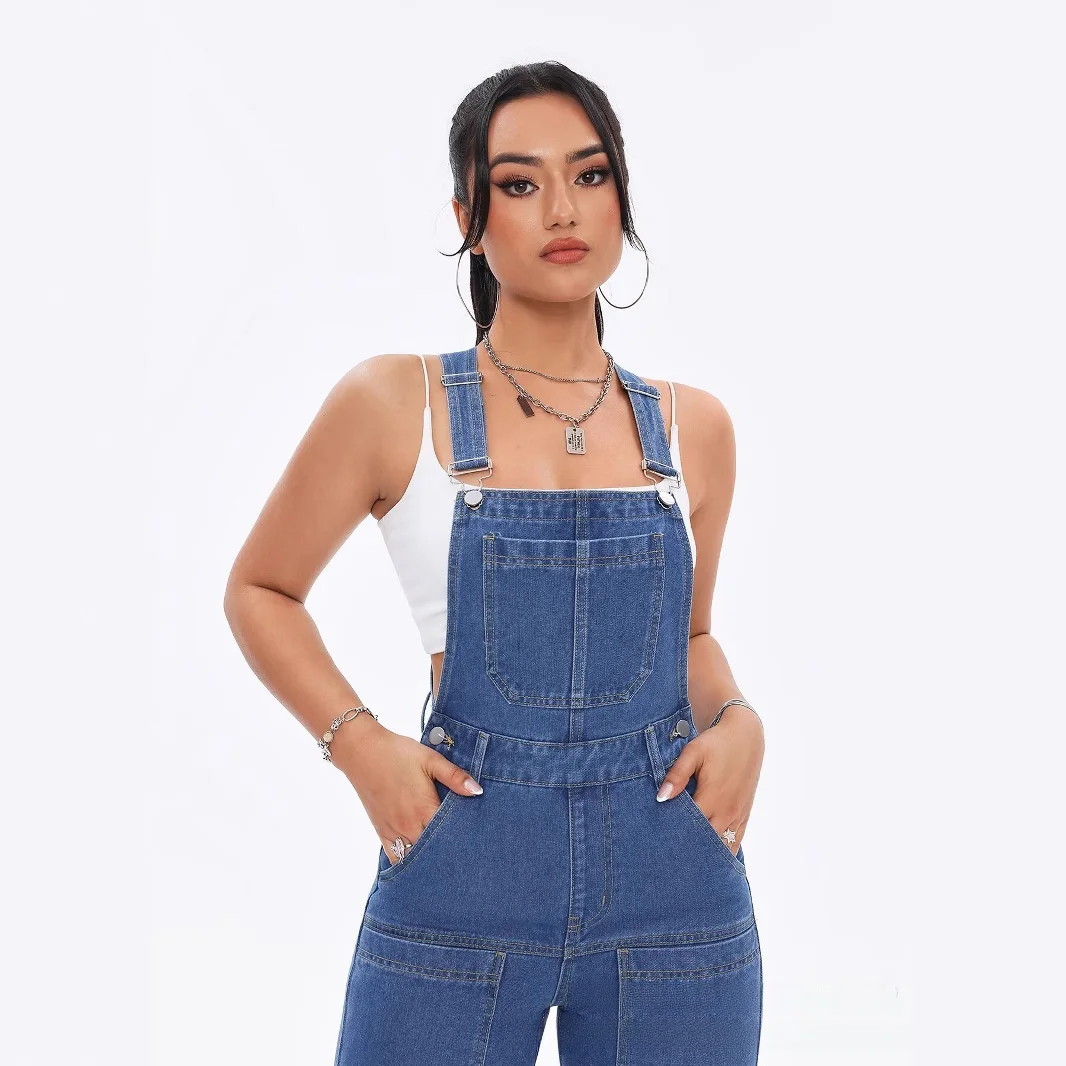 

Неудачные джинсовые комбинезоны с заниженной талией, женские длинные брюки, весенний сезон, Thiened, полиэфирная ткань, сложенный дизайн