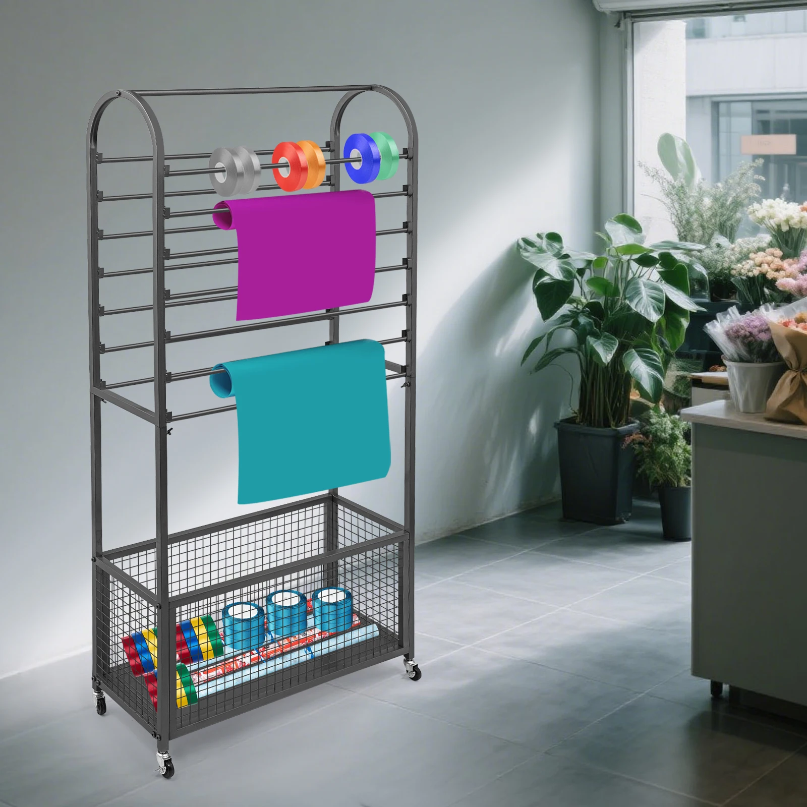 

Black Double-Sided Ribbon Holder, Ribbon Organizer, Ribbon Storage Display Rack