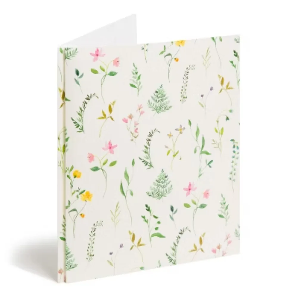 

2 Pocket Fashion Plastic Folder Pressed Botanicals Cream,