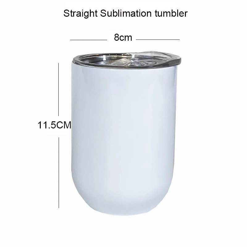 25Pack USA Warehouse Bulk Double Wall Stainless Steel Vacuum Cup White Egg Shape 12oz straight Sublimation Wine Tumbler