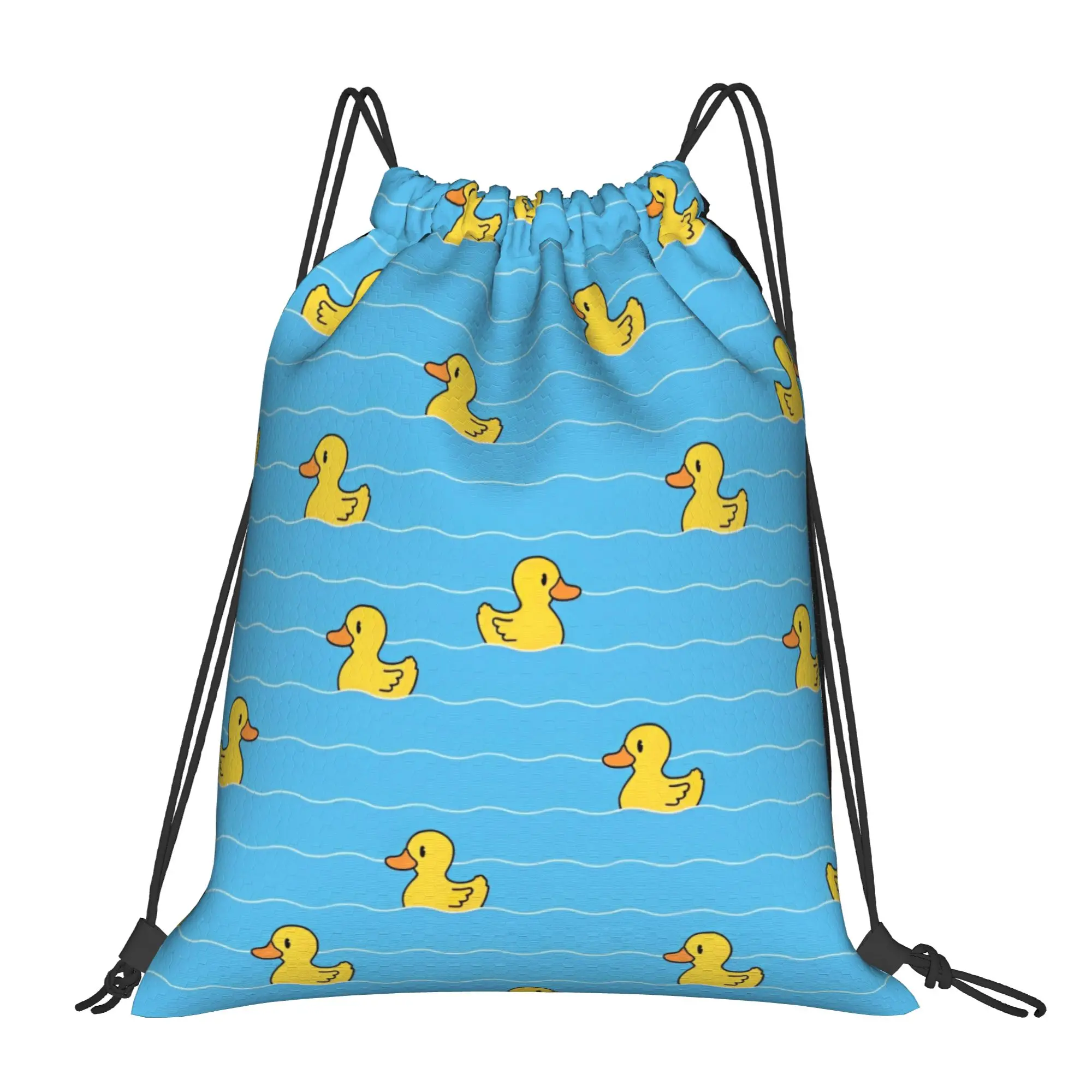 Cute Duck Cartoon Backpack Drawstring Sports Bags Gym Bag Water Resistant  String Sackpack for Working Out 36cm (W) x 43cm (H)