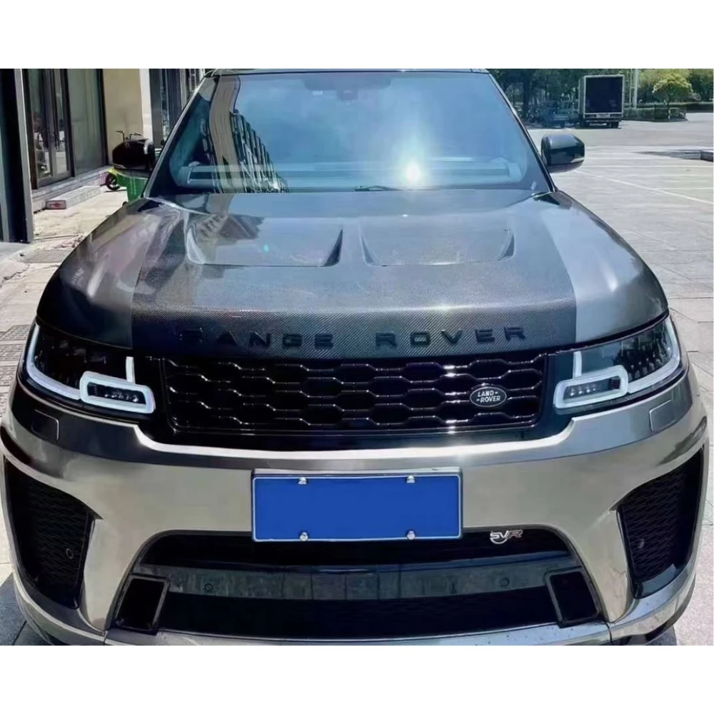 STLF جودة عالية ألياف الكربون رينج روفر الجبهة هود بونيه SVR نمط الجبهة هود لرينج روفر سيارة الجبهة رافعة آلة غطاء #6