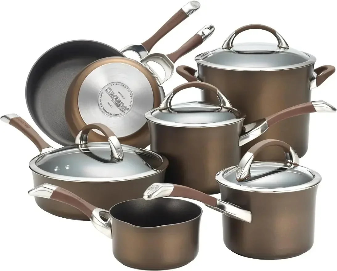 Cookware Pots and Pans Set, Circulon Symmetry, Dishwasher Safe, Hard Anodized Nonstick, 11 Pcs