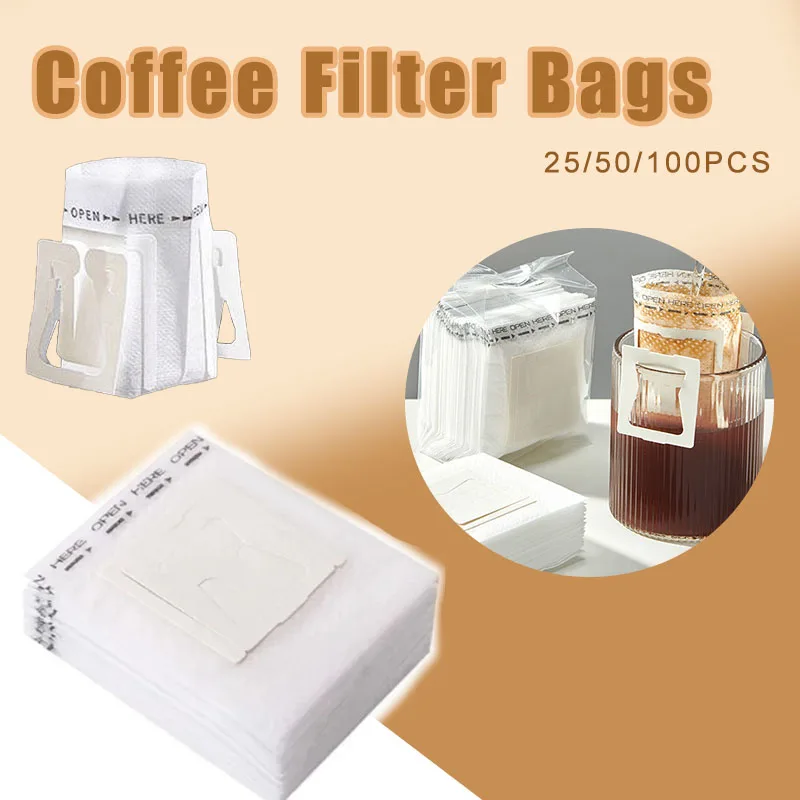 Kaffee Filter Taschen Hängen Einweg Tropf Kaffee Papier Tasche Tragbare Espresso Kaffee Zubehör Tee Werkzeug 25-100 stücke