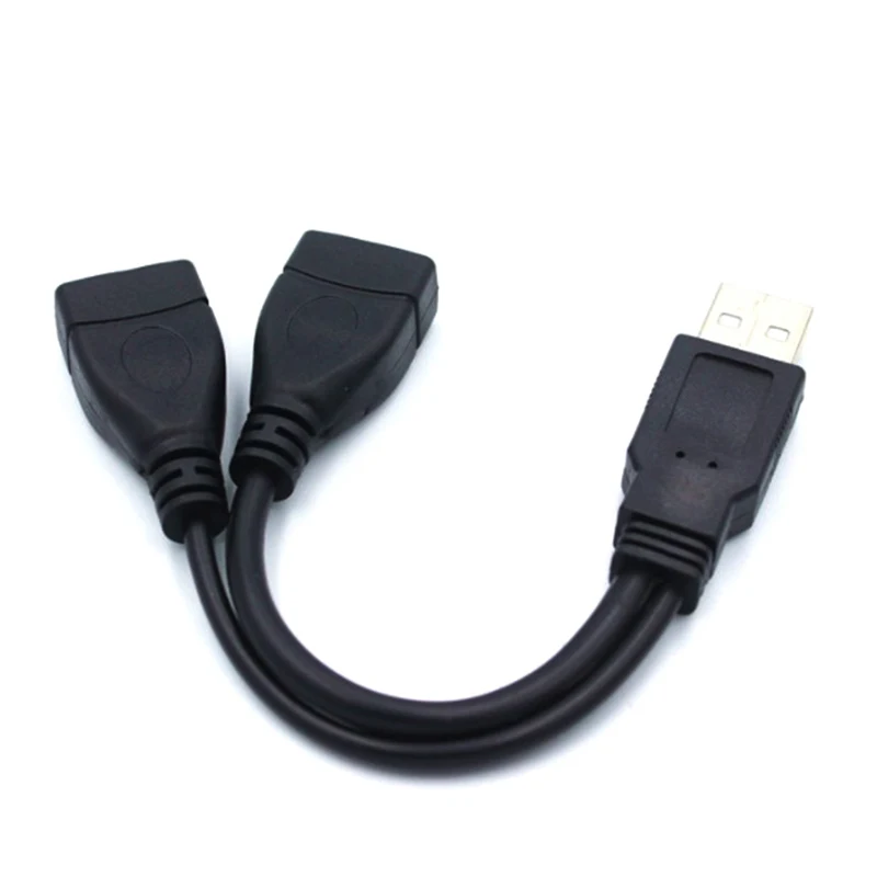 USB 2.0 A 1 ذكر إلى 2 المزدوج USB أنثى البيانات محور محول الطاقة واحد إلى اثنين Y الفاصل USB شحن كابل الطاقة الحبل تمديد كابل