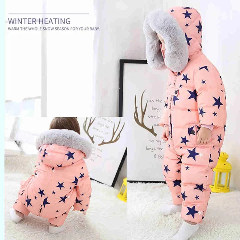 Russia Baby Winter Jumpsuit Clothing Warm Outerwear & Coats Snow Wear Duck Down Jacket Snowsuits for Kids Boys Girls Clothes