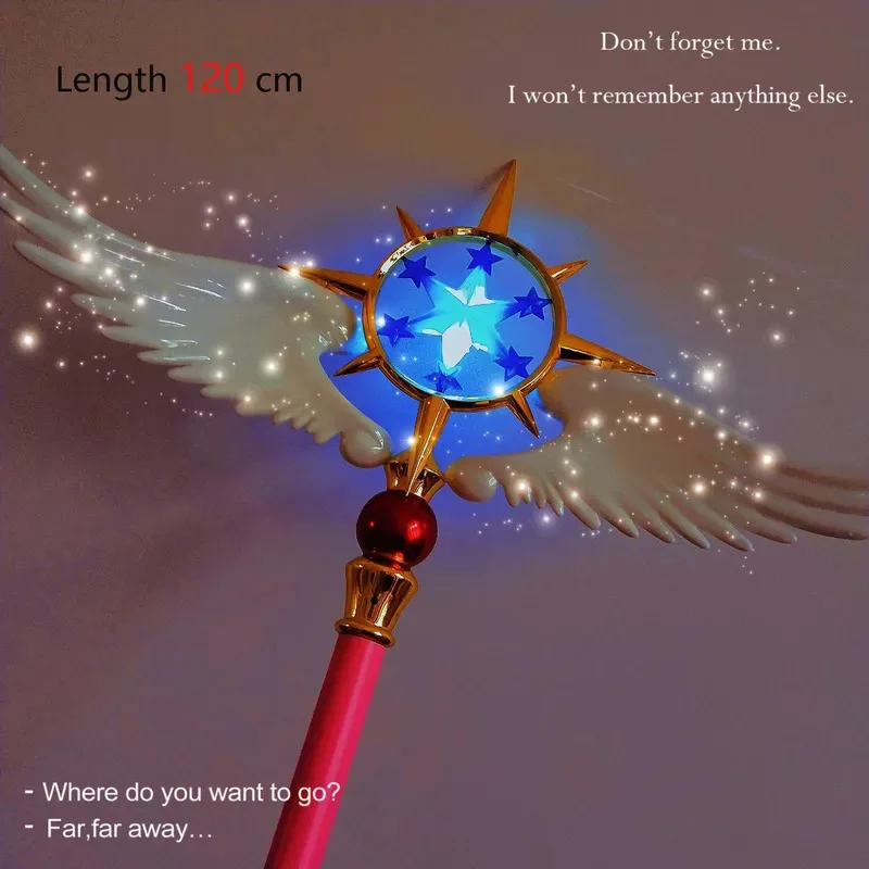 Sakura Cardcaptor de 104cm de longitud, tarjeta transparente Kinomoto Sakura, palo de estrella de Cosplay, varita mágica, accesorios de Cosplay para fiesta de Halloween, nuevo