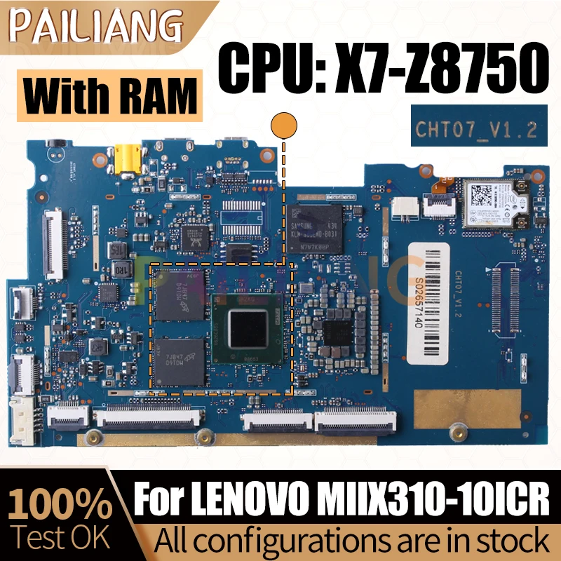 For LENOVO MIIX310-10ICR Notebook Mainboard CHT07-V1.2 SR2KG X7-Z8750 With RAM Laptop Motherboard Full Tested