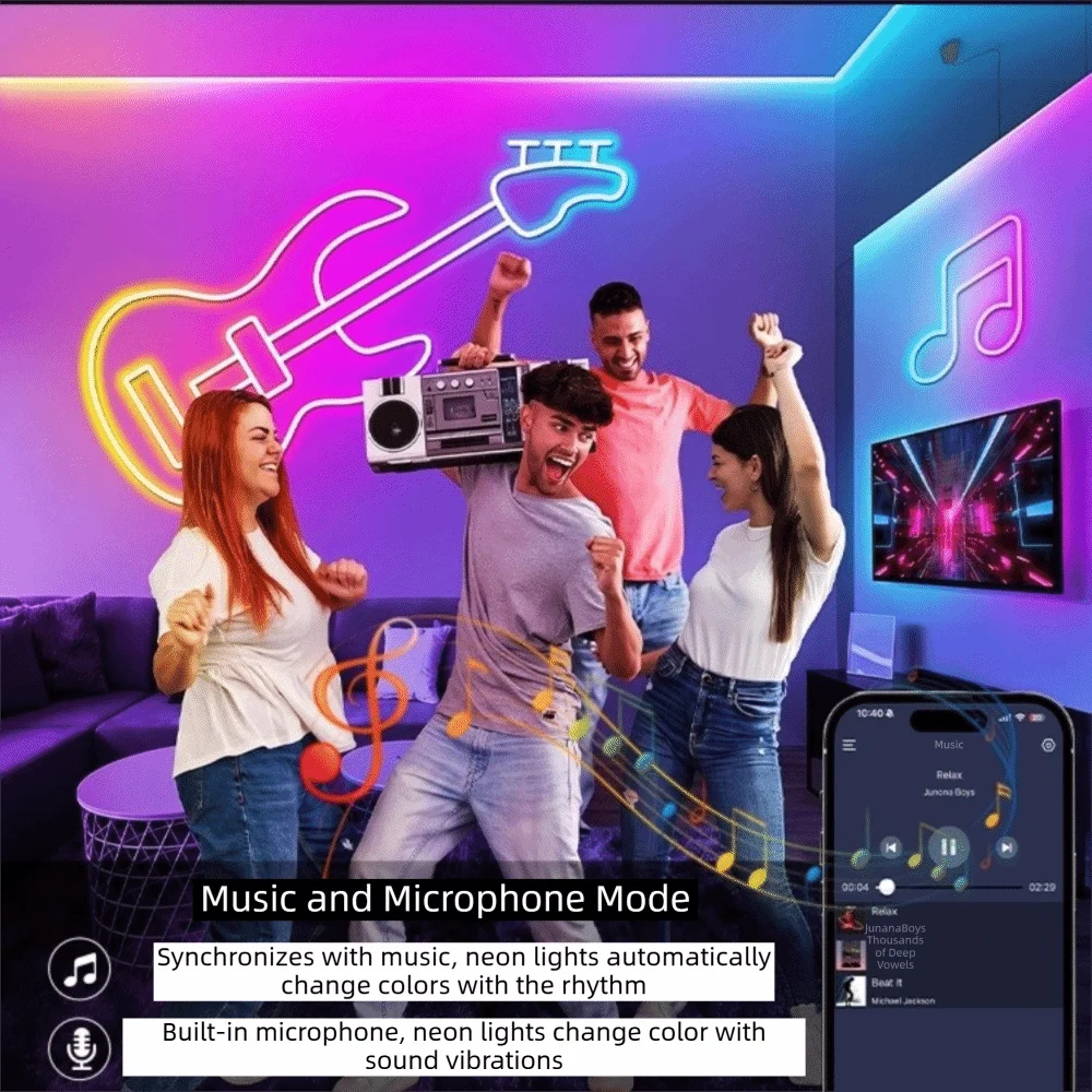Flowing Water 360 Degree LED Neon Strip Light Round Addressable RGB IC Pixel Light RGB IC USB Power Neon Strip Light TV
