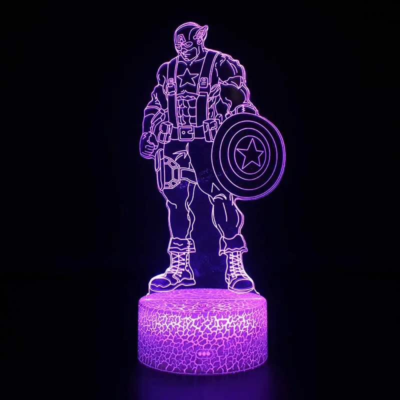 Marvel Captain America Acrylic Lamp Avengers Superheroes Action Figure LED Night Lights Home Decoration Light Children Toys Gift