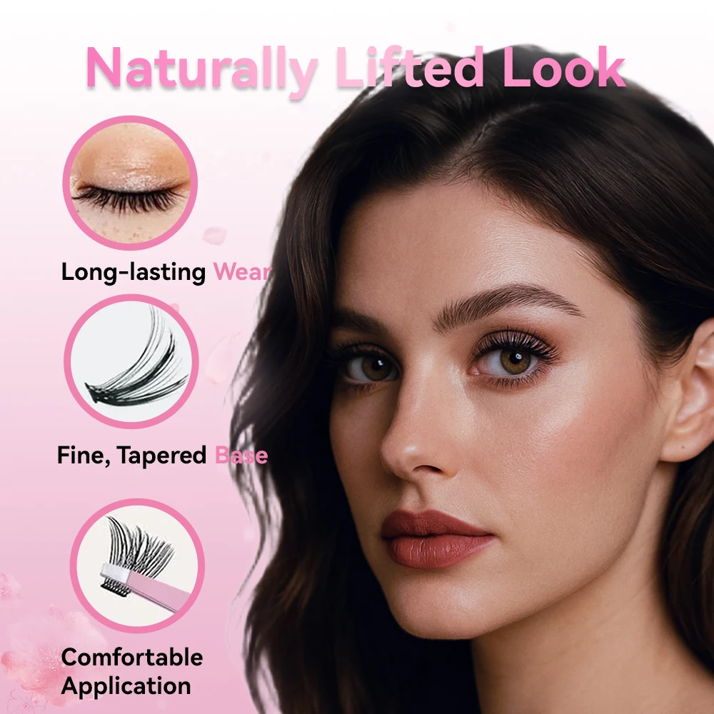 Yelix DIY Eyelash Extension Kit Fluffy Individual Lashes Includes Eyelash Tweezers Lash Bond and Seal Natural Volume Lashes