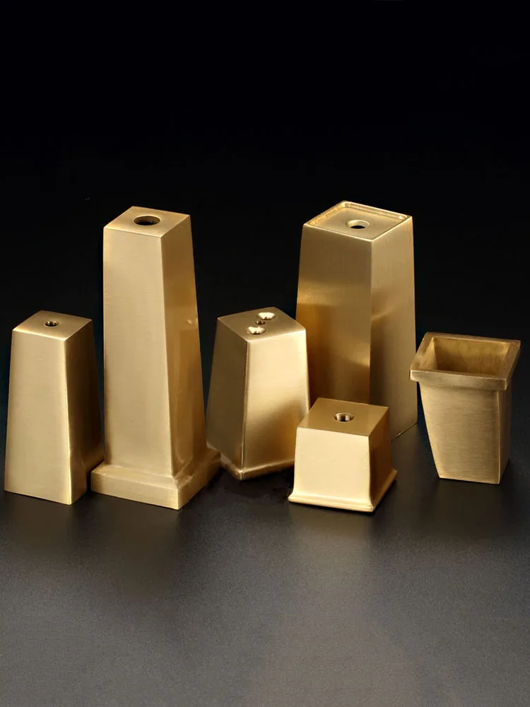 Brass Cabinet Leg Cover Tapered Chair Feet Covers Furniture Leg Ferrules Sofa Foot Cup Square Shape Gold Feet Protector