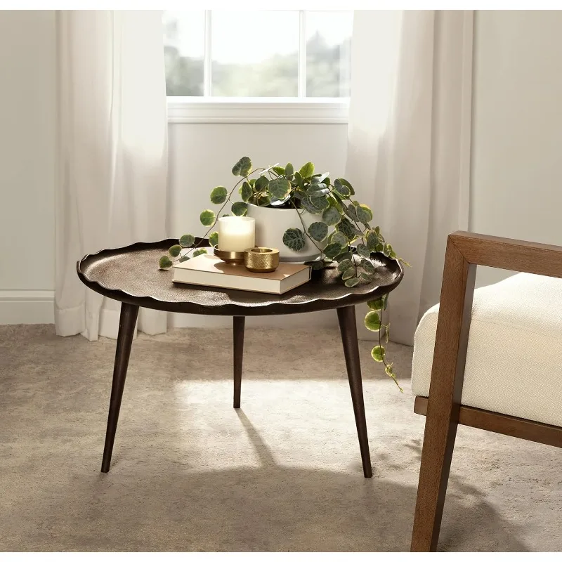 Kate and Laurel Alessia round coffee table, suitable for living room, study, patio, easy to assemble coffe table