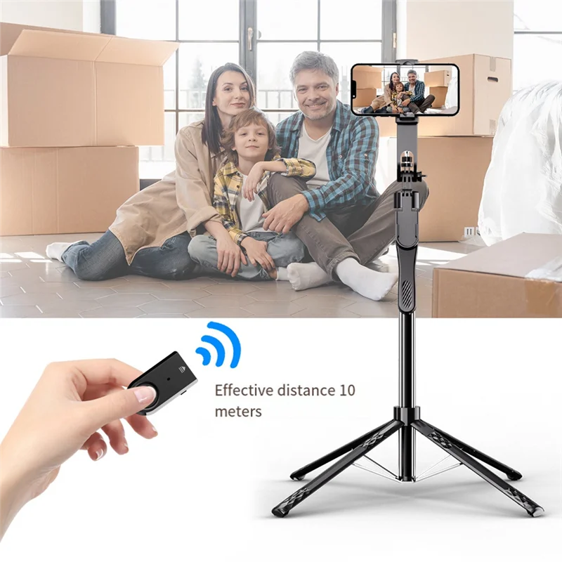 FULL-185Cm Bluetooth Selfie Stick Handheld Stabilizer Foldable Monopod,For Mobile Phone Live