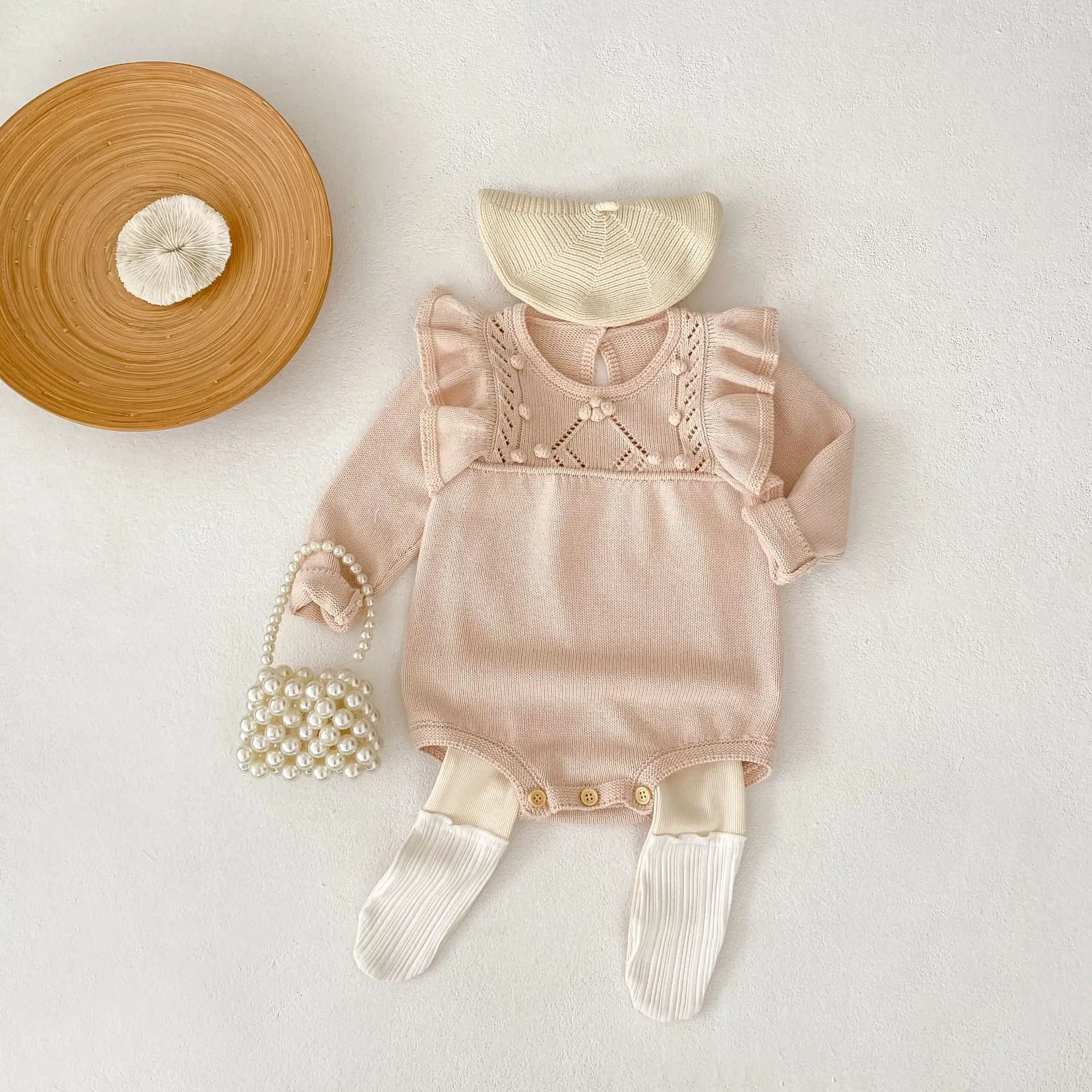 2025 Autumn New Baby Girl Long Sleeve Knit Bodysuit Solid Newborn Sweater Infant Cotton Knitted Jumpsuit Toddler Girl Clothes