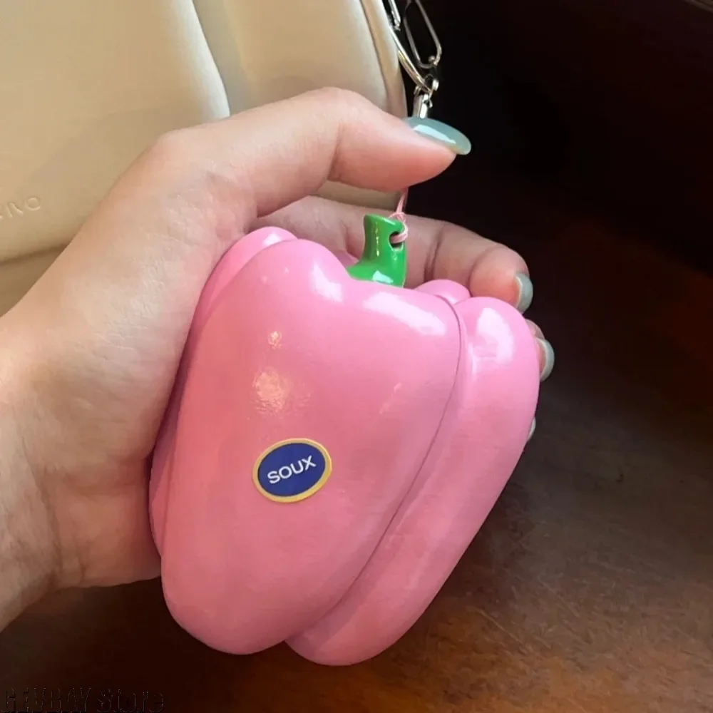 

НОВЫЙ розовый сладкий перец, креативный защитный чехол для наушников, 3D-печать, прочный материал из твердой смолы для Air Pods Pro Series