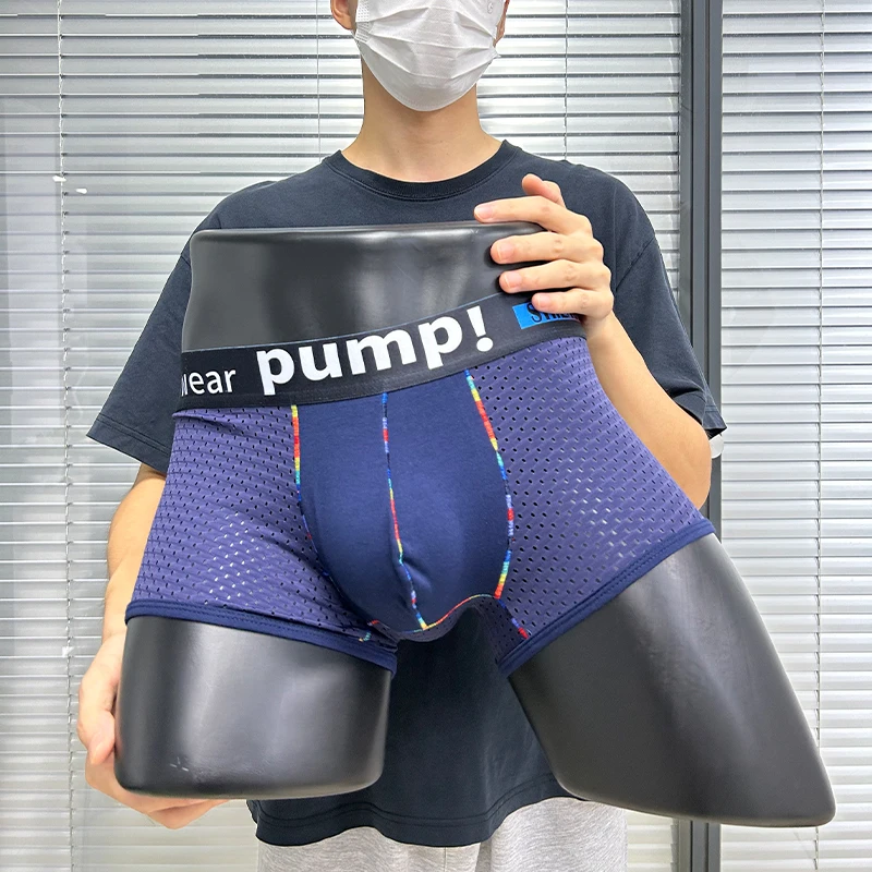 الرجال الملاكم شبكة تنفس مثير الرياضة موضة منخفضة الارتفاع Boxershorts الذكور بلون رجل الموضة السروال جذوع