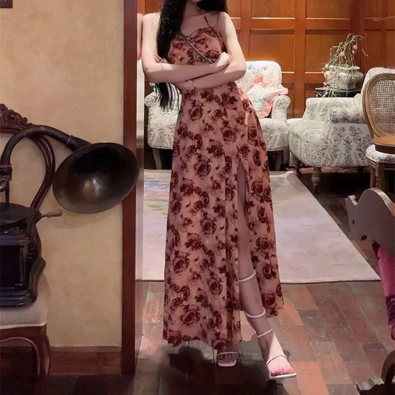 

Сексуальная висящая юбка трапециевидной формы с высоким разрезом и принтом розы, Ne Design, женская юбка трапециевидной формы с внутренней подушечкой, весна Dr из полиэфирного волокна