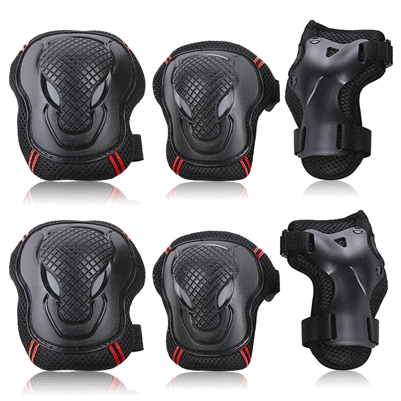 6pcs Knee Pads Elbow Pads Wrist Guards Protective Equipment Set Safety Protection Pads for Skateboard Cycling Riding For Adults