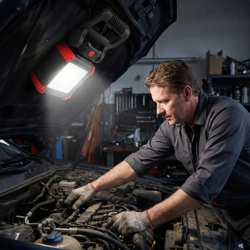 2パック超高輝度ledワークライト防水コードレスcobワークライト180-°-回転式3つのライトモード磁気作業灯車修理用