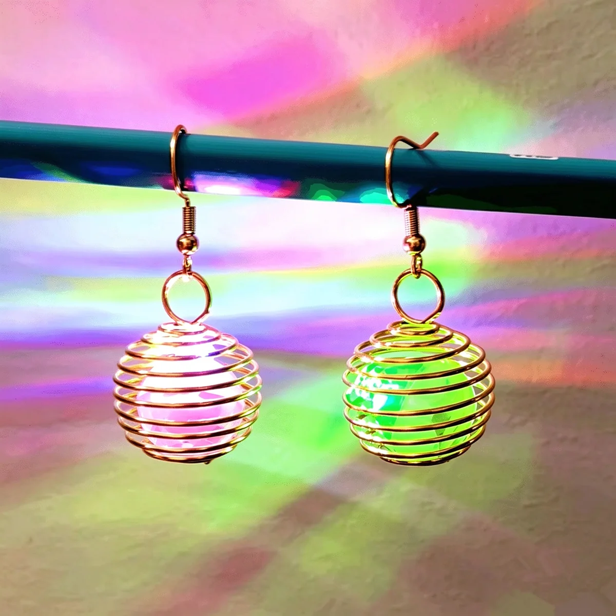 1Pair Light Up LED Multi Color Changing Earrings Lantern Dangle Drop Glowing Earrings for Christmas Halloween Par