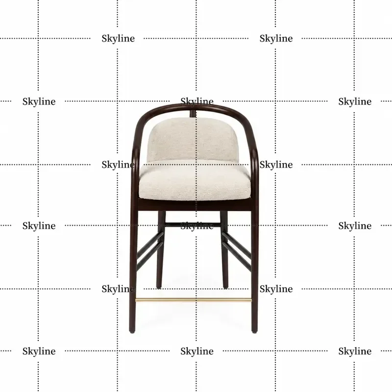 American Light Luxury Solid Wood Bar Chair Modern Creative Home High Stool for Cafe