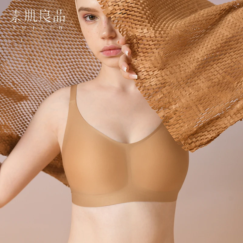 SUJIIN Plus Size Bras for Women Push Up Wireless Comfortable Bralettes Female Seamless Full-Coverage Supportive Large Size Bra