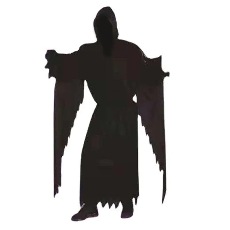 Role-Playing God of Death Vestido preto com capuz Halloween Traje cosplay assustador para crianças adultos