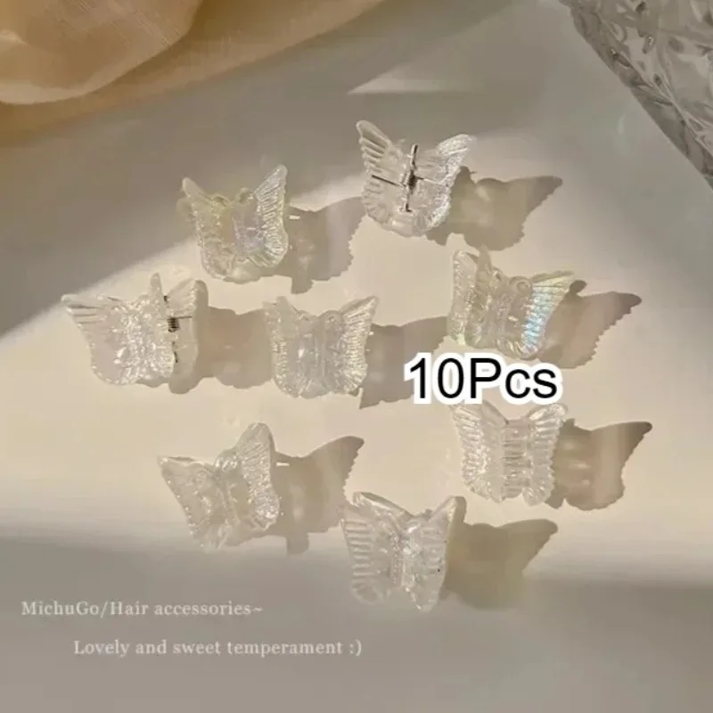 Mini Butterfly Hair Claws 10Pcs Braided Small Hair Clip Girls Cute Hairpins Barrettes Bobby Pin Headwear Accessories Transparent