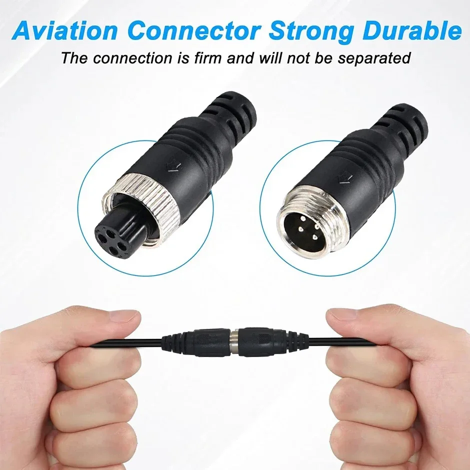 Aviation Male 4Pin to Female Adapter RCA AV & DC Power Converter Cable for Car Rear Camera Monitor (Signal & Power Transmission)
