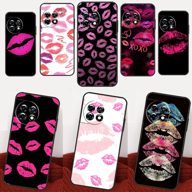 Lipstick Pink Kiss Case For Oneplus 10T 11 8T 9RT 10R 8 9 10 Pro Nord 2T N10 N20 N30 CE 2 3 Lite Back Cover