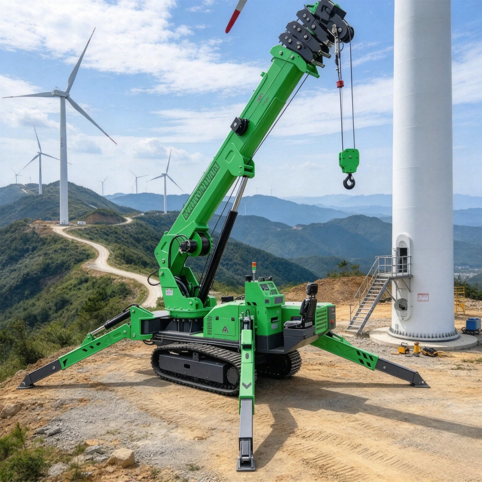 Mobile Spider Crane 360 Degree Rotation Hydraulic Micro Crane with Fly Jib Man Basket for Construction Spider Crawler Crane