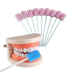 Esponja desechable para cuidado bucal, bastoncillos de uso médico para Limpieza de dientes, cabeza de esponja, herramientas de limpieza de dientes de bebé, 100 piezas