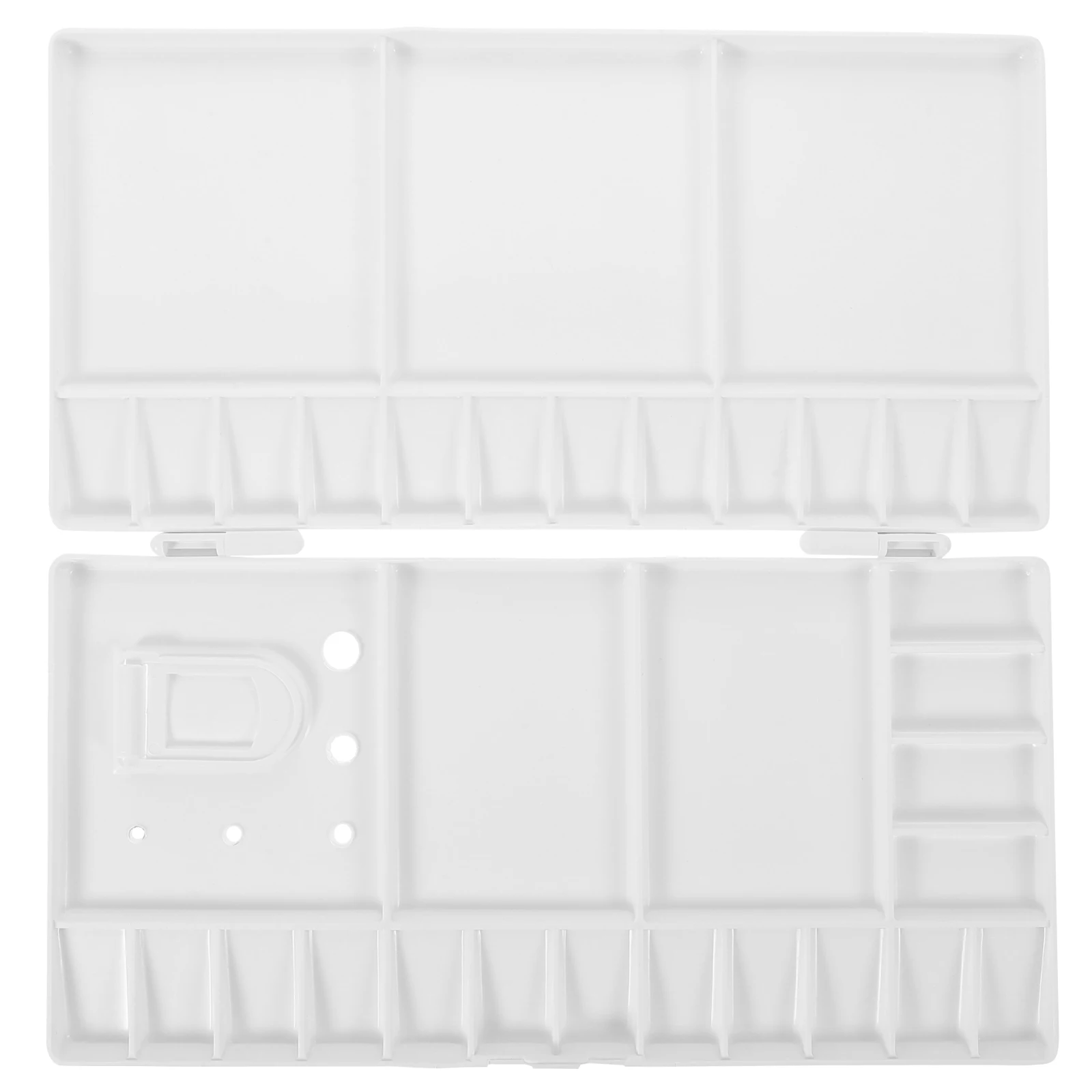 

28+5 Compartment Folding Palette Thumbhole Brush Holder 180° Rotatable Hard PP Paint Box for Artists Students Color Mixing