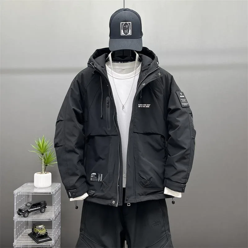 

Men's Workwear Jaet Loose Fit Retro Windproof Long Sve Zipper Closure Casual Coat Stand Edition Youth Trend Polyester...