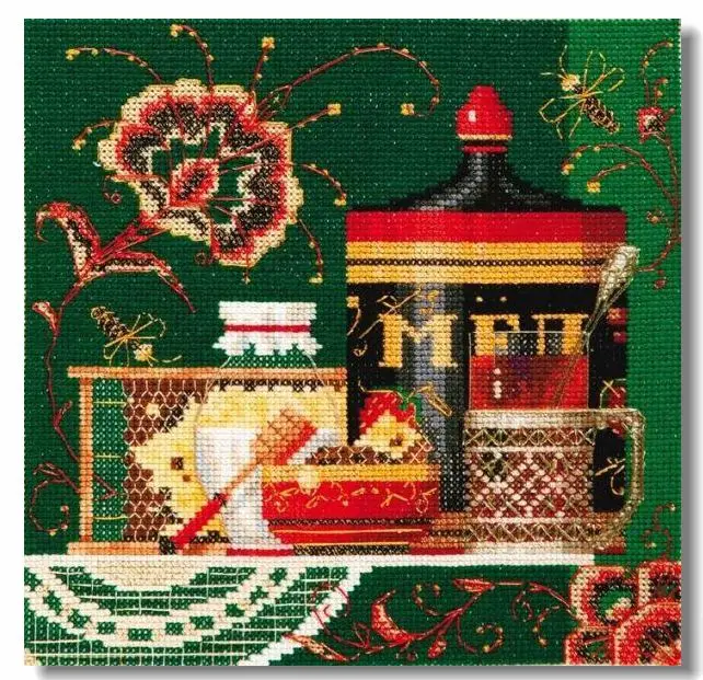 

gh m-20 tableware on lace mat 29-29 Embroidery,DIY 14CT Unprinted Arts Cross stitch kits Set Cross-Stitching Home Decor