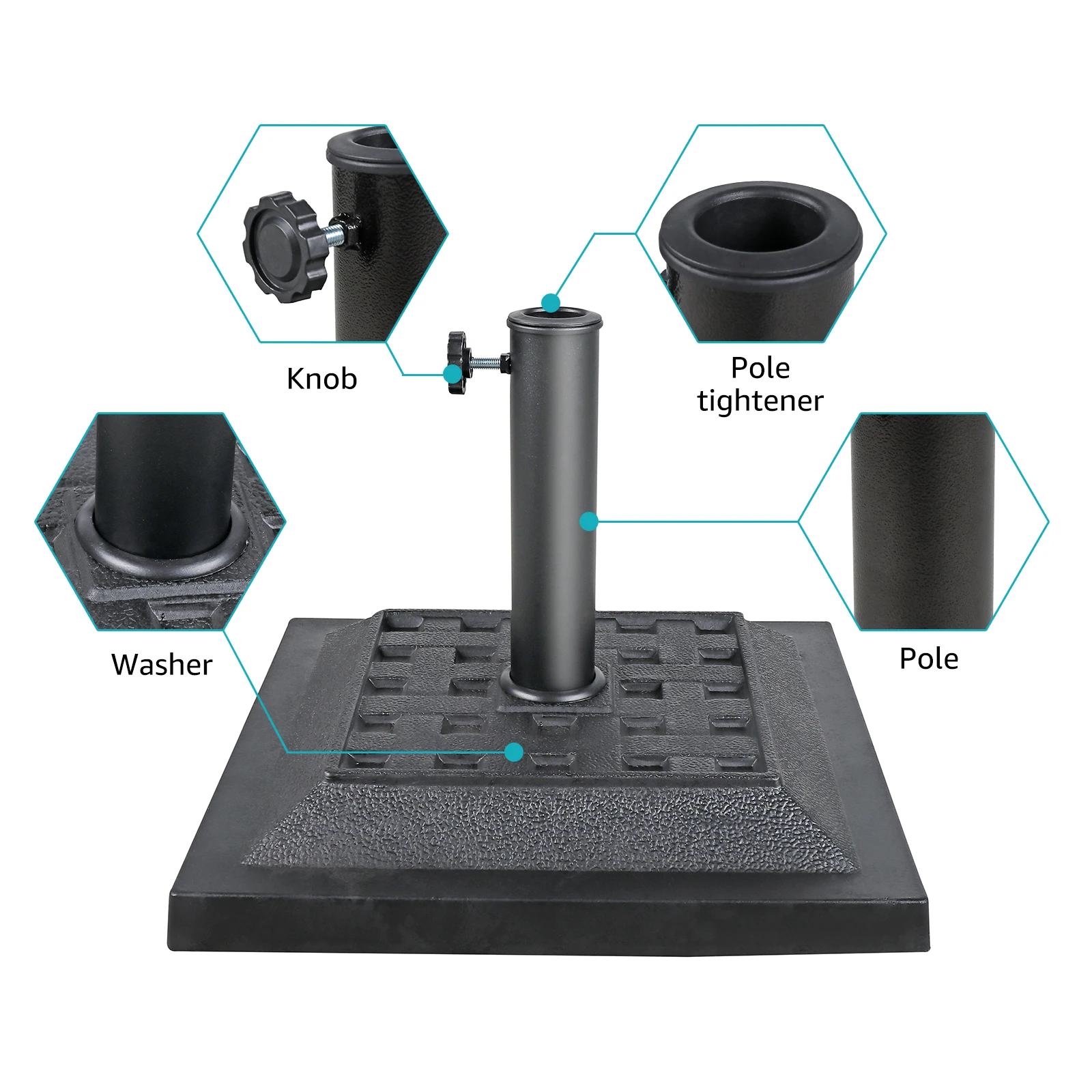 JARDINA Base per ombrellone quadrato supporto per ombrellone da esterno per Patio resistente