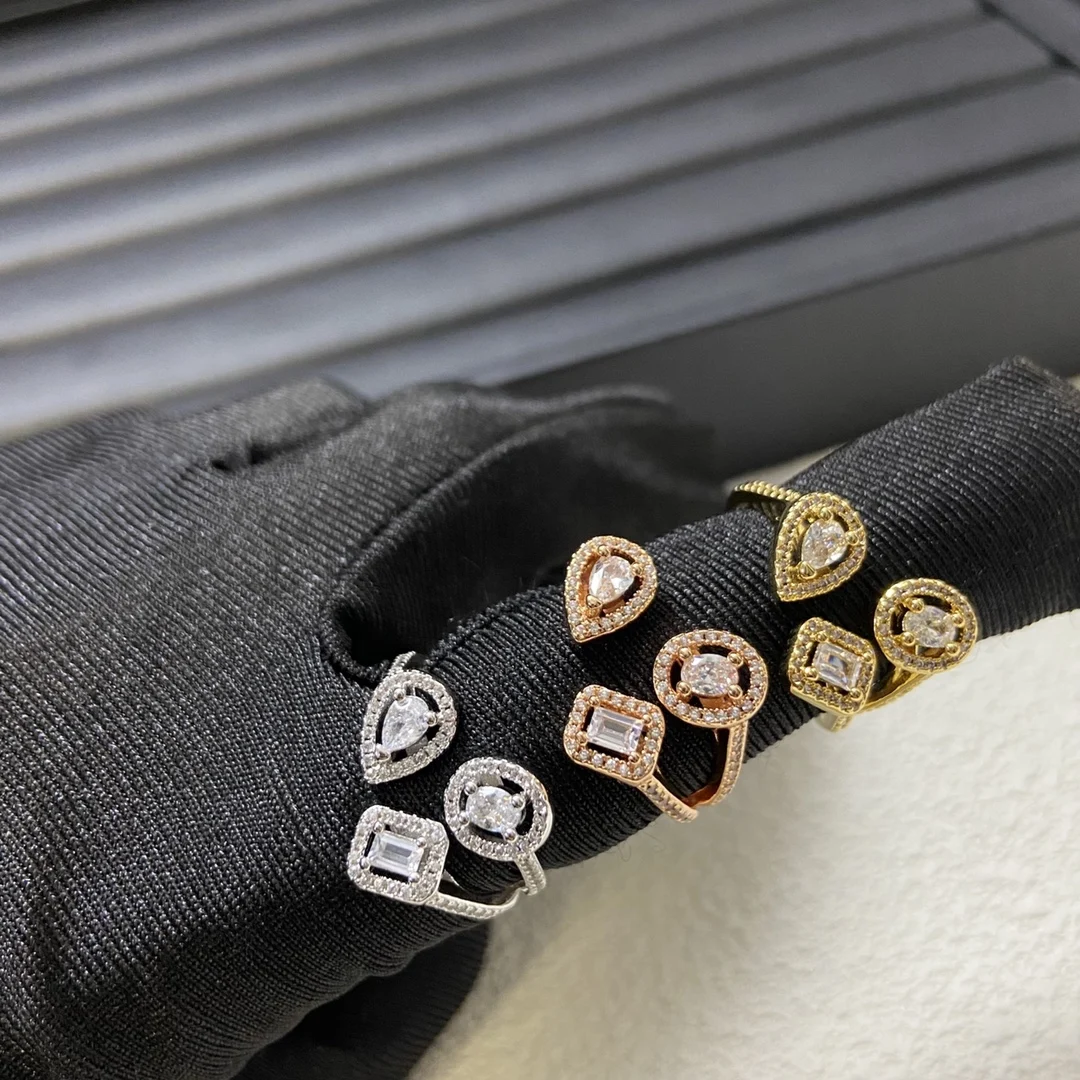 

2025 new diamond crystal sugar drop ring unique simple light luxury ring for women's delicate fashion high quality jewelry gifts