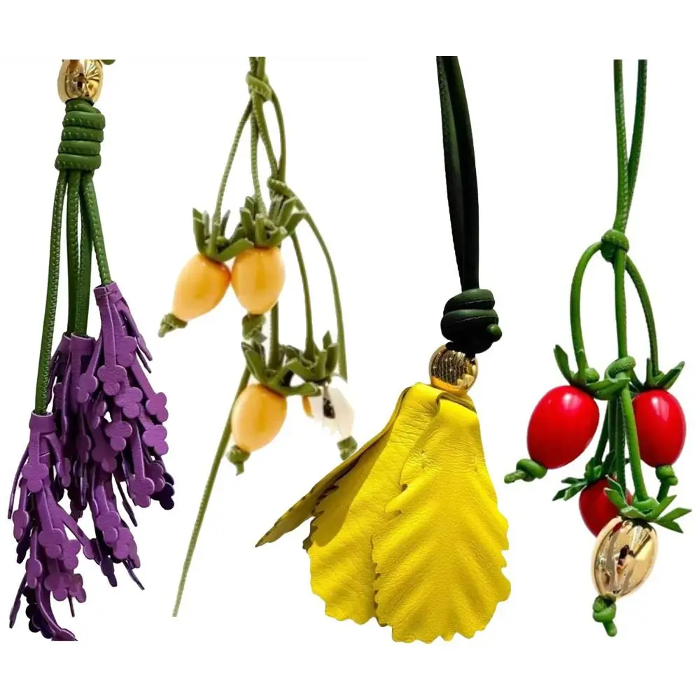 Luxus Lavendel Leder Tasche Charme Kürbis Tomaten Blume Schlüsselbund Paar Allgleiches Tasche Anhänger Dekoration Mädchen Geschenk