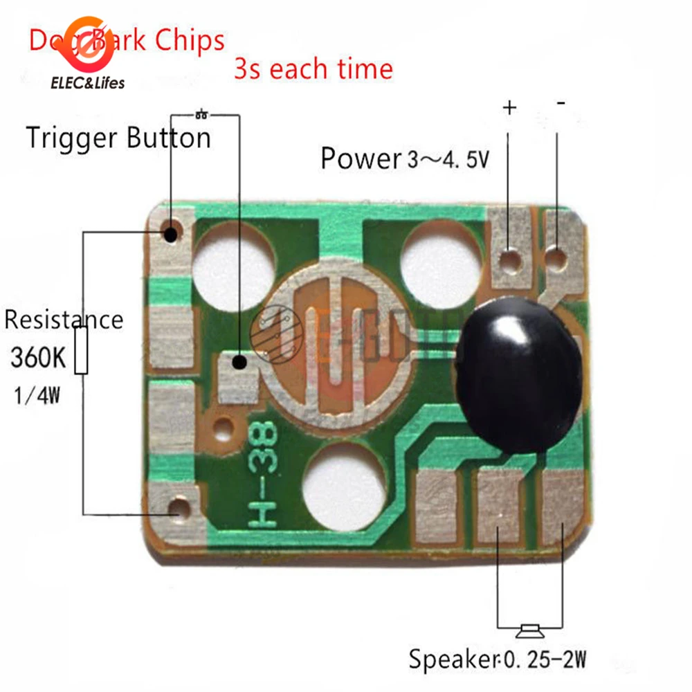 10Pcs/lot DC 3V-4.5V Dog Barking Music Chip Animal Voice Sound Module Trigger Button Play For DIY Board Toy 22*16mm