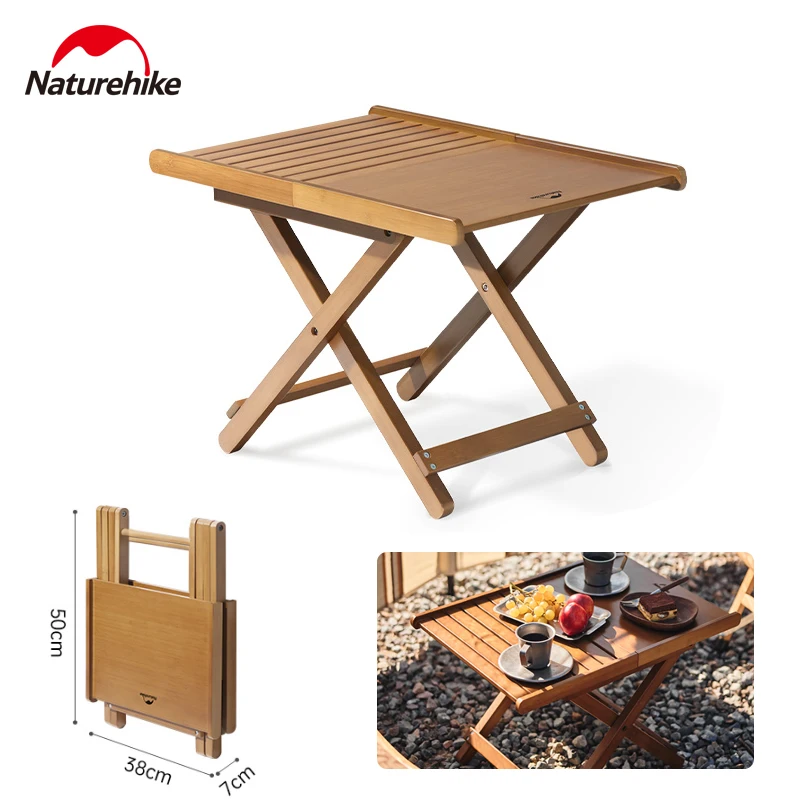 

Naturehike Folding Table Lightweight Outdoor Camping Picnic Dinner Bamboo Coffee Tea Side Table Home Garden Mini Portable Table