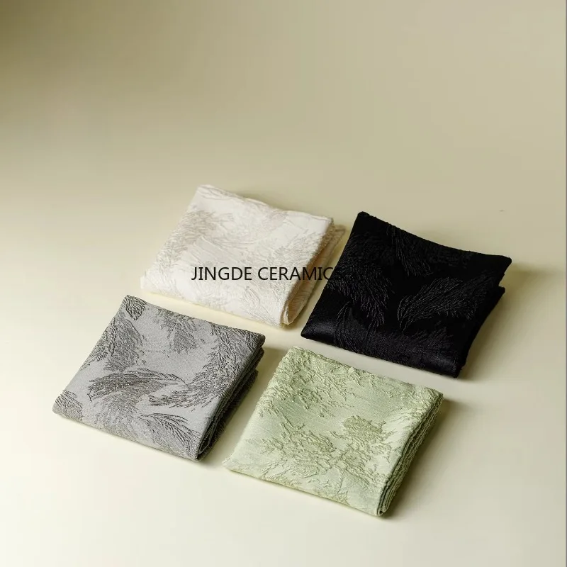 Embroidered Tea Towel Desktop Absorbent Towel Nurturing Pot Towel Restaurant Dishcloth Tea Ceremony Accessories Chinese Style